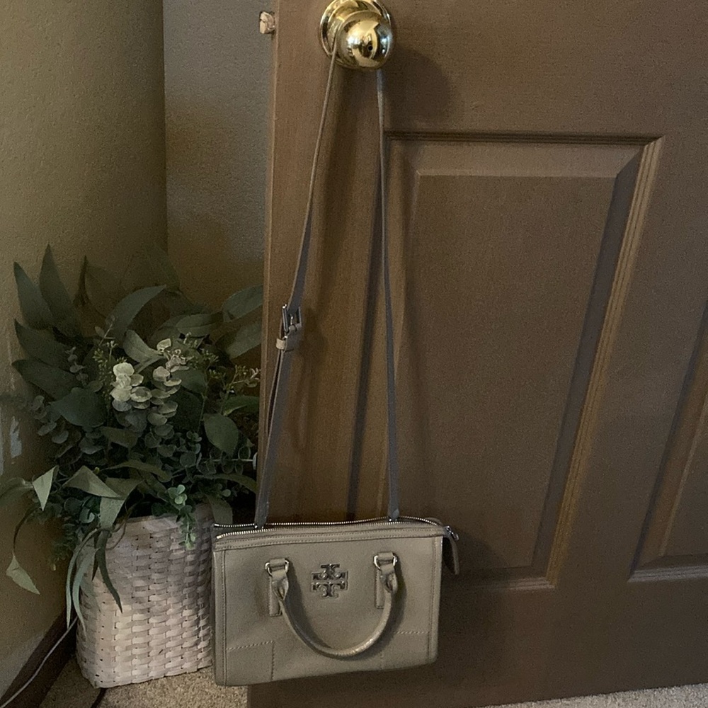 Tory Burch Beige Patent Leather Crossbody Satchel - Picture 6 of 6